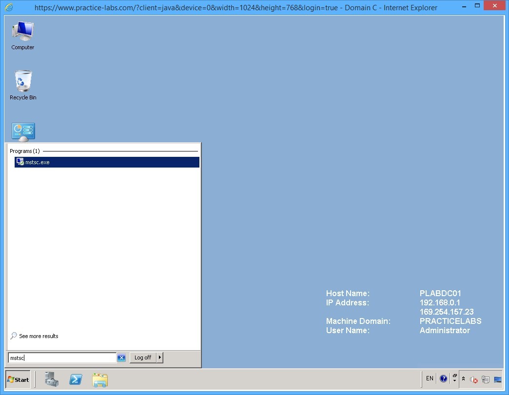 Practice Labs screenshot.